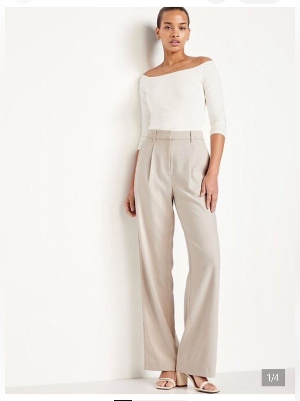 Old Navy Wide-Leg Tailored Pants — Putty
